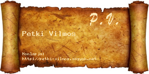 Petki Vilmos névjegykártya